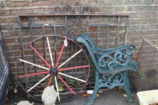Pr gates, pr bench ends &  wagon wheel(-)